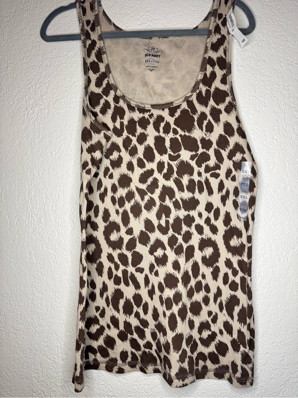 Old Navy Brown and Cream Leopard Print Tank Top